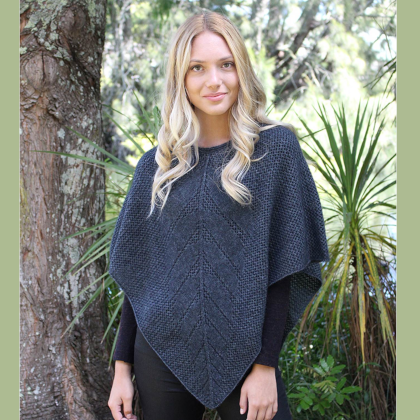 Lace Poncho Charcoal