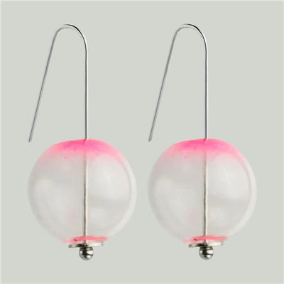 Small Globe Glass Earrings Hot Pink