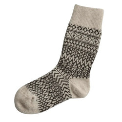 NISHIGUCHI KUTSUSHITA : oslo wool jacquard socks oatmeal/coffee