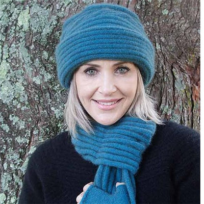 Ribbed Clouche Hat Teal