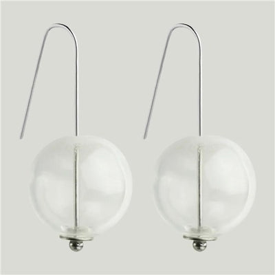 Small Globe Glass Earrings Cloudy Grey