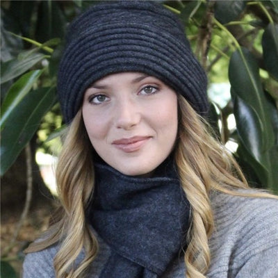 Ribbed Clouche Hat Charcoal
