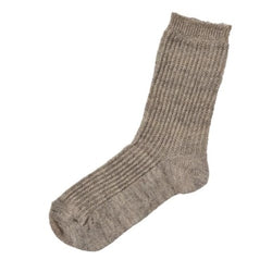 Memeri : Linen Ribbed Socks White Brown