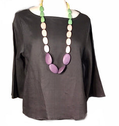 Oku Den - Smile top plain grey linen